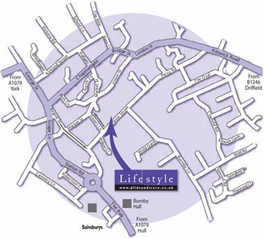 Map of Lifestyle York - Glide and Store pocklington showroom